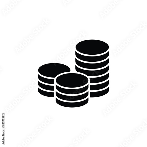 Stacks of coins a simple black and white financial illustration
