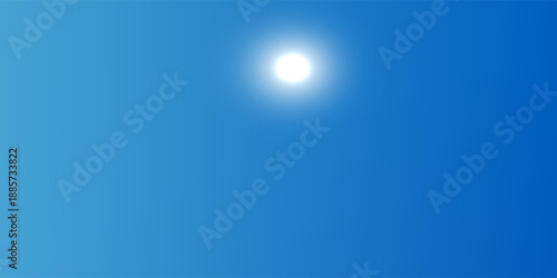 Bright sun on clear blue sky background, Summer warm sunny and lens flare in clear summer, Sunlight with reflections.