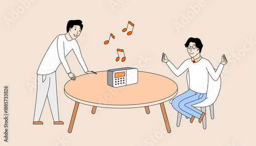 Two men are sitting at a table and enjoying tone
