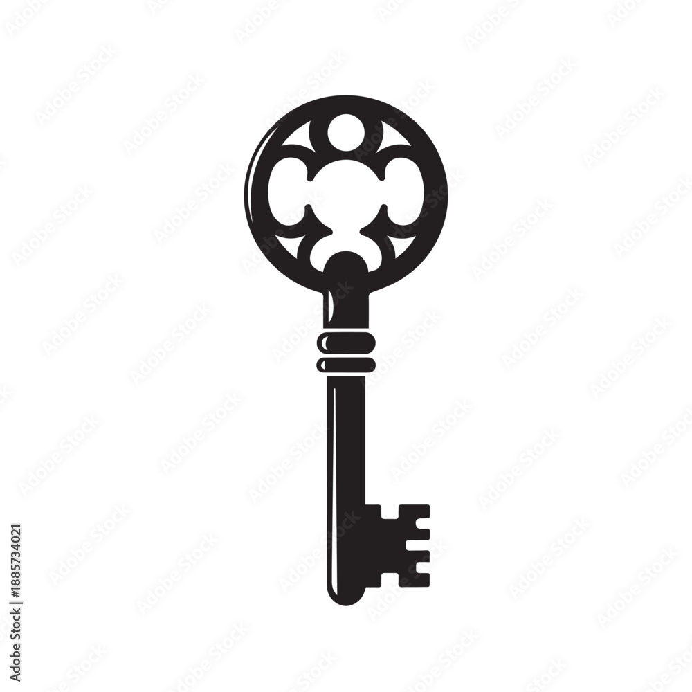 Obraz premium Vintage Antique Key Flat Icon Minimal Design