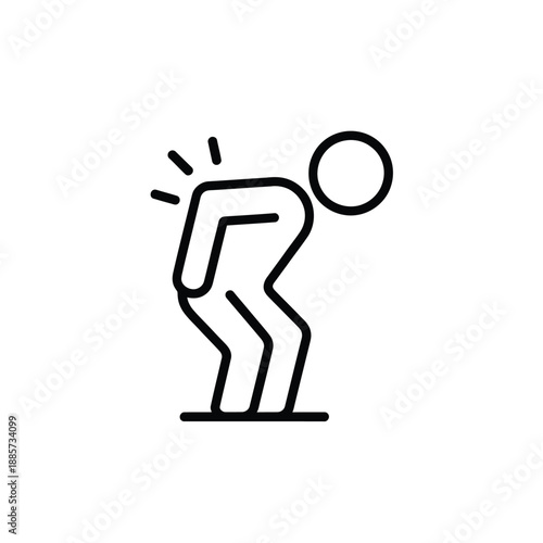 Simple line drawing of a person experiencing back pain or discomfort