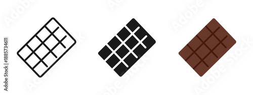 Chocolate bar icon, sweet dessert food symbol. Chocolate slab illustration for snack concepts, candy packaging, bakery branding, menu design, food apps and confectionery related projects.