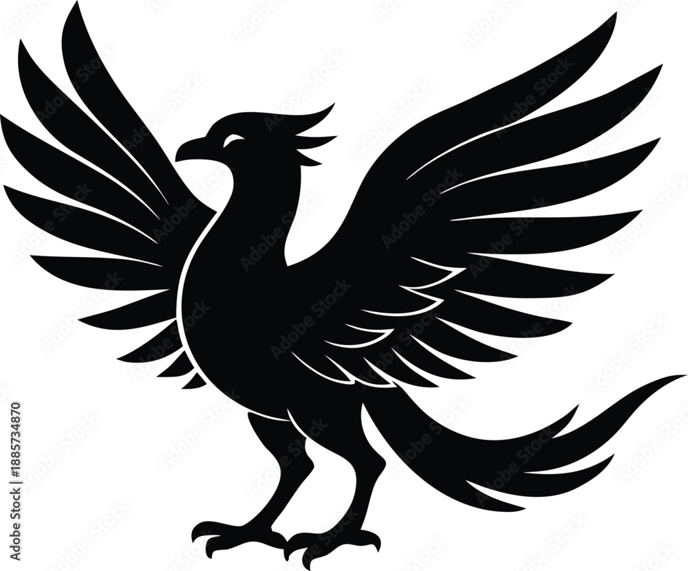 Fototapeta premium Phoenix, Mythological Firebird Silhouette