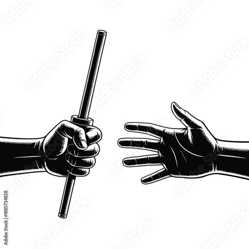 Hands exchanging a baton symbolizing teamwork and successful transitions