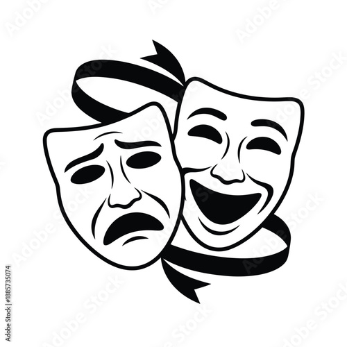 Dramatic masks representing tragedy and comedy a classic theatrical symbol