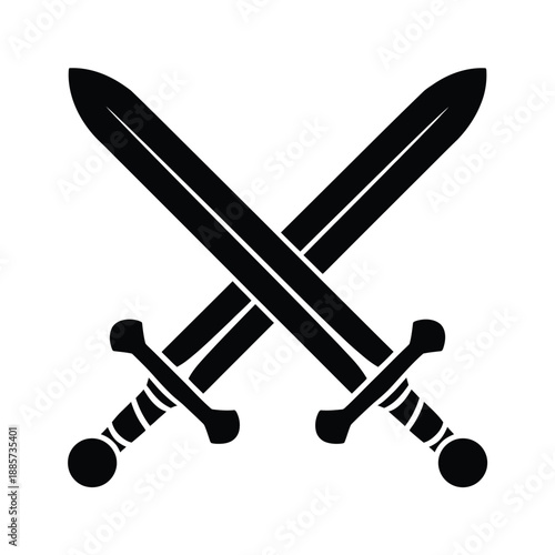 Two crossed swords a simple black and white illustration of weaponry