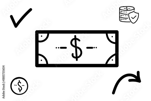 Financial symbols and icons illustration