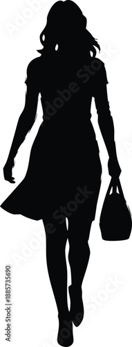 Woman Silhouette, Stylish Female Figure Walking
