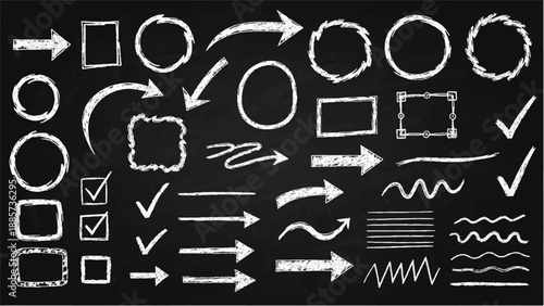 Simple sketch line style elements. Doodle cute ink pen line elements isolated on white background. Doodle arrow, heart, star, decoration symbol, icon set.