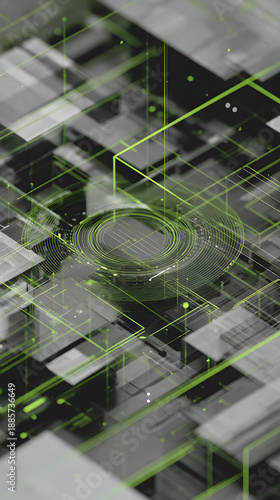 Dynamic digital circuit design overhead technology hub abstract visualization urban environment