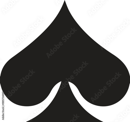 Classic black spade playing card suit symbol for games and graphic design elements