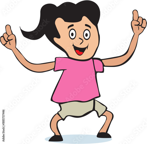illustration of a girl dancing happily, no background