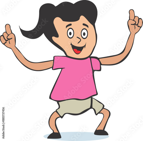 illustration of a girl dancing happily, no background
