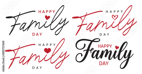 Happy Family Day Typography with Hearts
