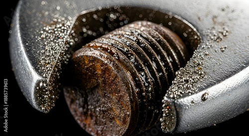 Rusty Bolt and Nut Closeup.
