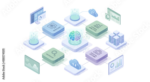 Isometric Medical SaaS Platform with AI Brain Clinical Analytics and Radiology Data Network for Smart Healthcare Digital Transformation
