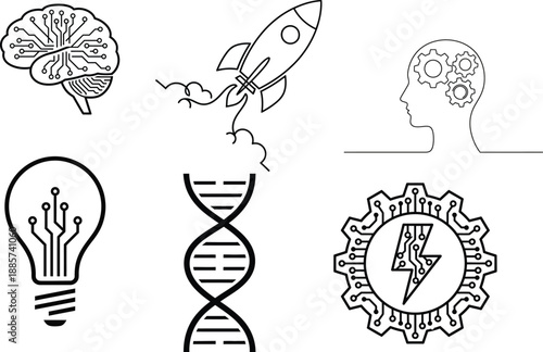 Modern Science and Technology Line Symbol Collection