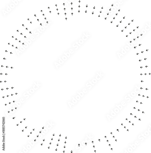 Rays bend around half-circle with central empty space and irregular flow.