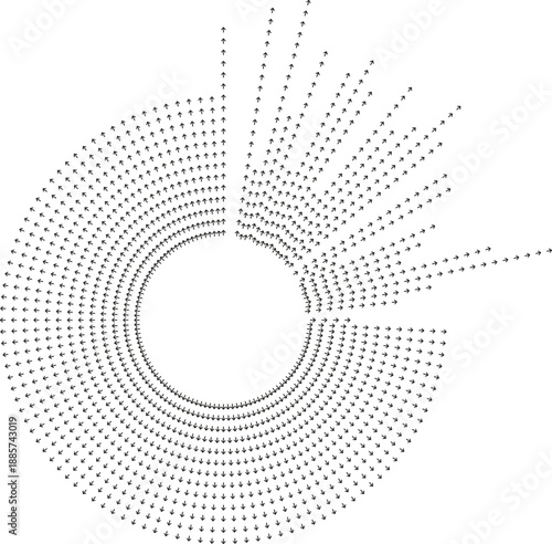 Only a quarter circle filled with irregular directional rays.