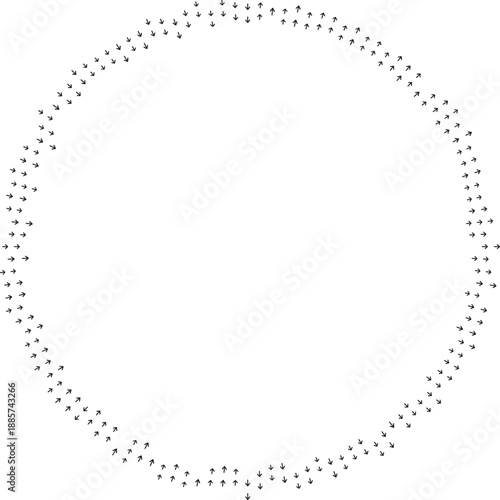 Arrows curve inside and outside around large empty center.