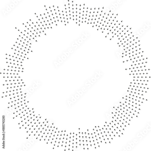 Medium empty center with arrows bending inside and outside.