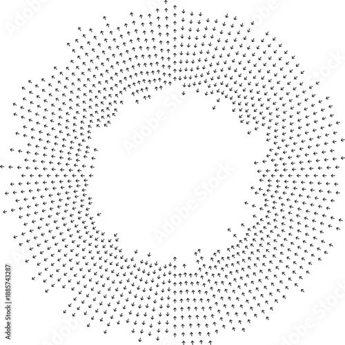 Arrows curve inside and outside around empty center.