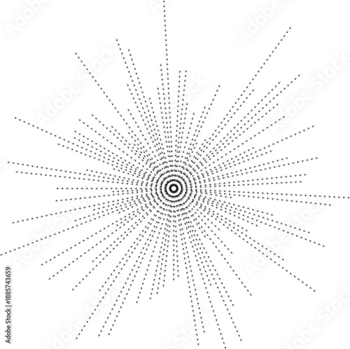 Irregular rays radiate outward from center forming explosive flow.