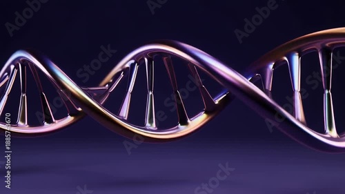 Abstract twisted DNA helix with vibrant colors reflections