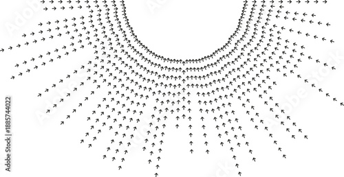 Big semicircular irregular rays radiate like sun pattern.