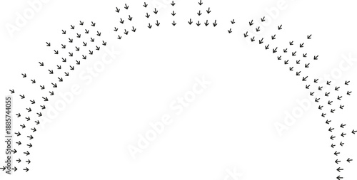 Semicircle with irregular rays ending outward.