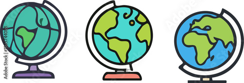 Globes Showing Different Continents.