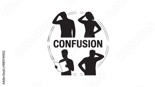 Confused People Silhouettes with Question Marks