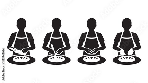 Silhouette Chefs Preparing Food in Kitchen