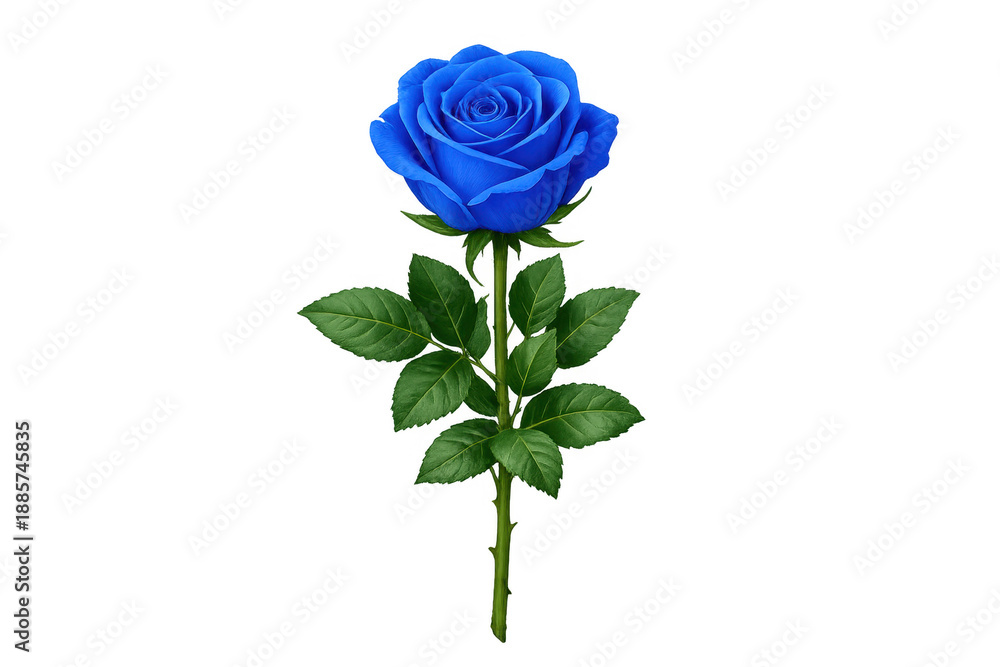 Obraz premium Blue rose featuring vibrant petals and green stem