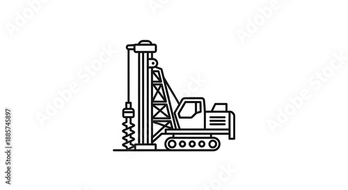 Drilling Rig Machine Industrial Equipment Illustration.