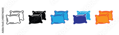 Vector illustration icon colorful pillows in various shades lined up