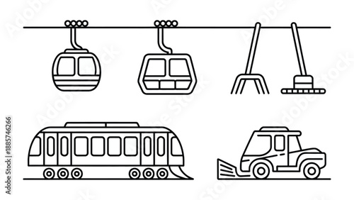 Transportation Vector Set: A collection of various modes of transportation vector icons, capturing the essence of travel and movement. 