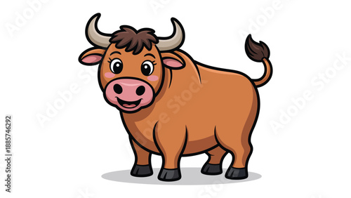 Smiling Bull Illustration: A cheerful bull stands proudly, exuding a playful vibe with a sunny disposition.
