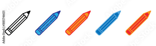 Vector illustration icon colorful crayons or colored pencils for art and drawing