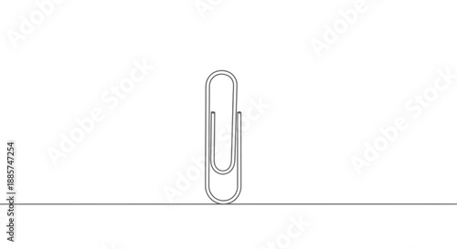 Minimalist single line drawing of a carabiner clip isolated on a white background representing outdoor adventure and safety equipment