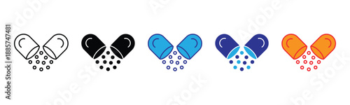 Vector illustration icon colorful heart shaped icons with raindrops in various colors