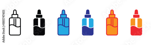 Vector illustration icon colorful eye dropper bottles in various colors