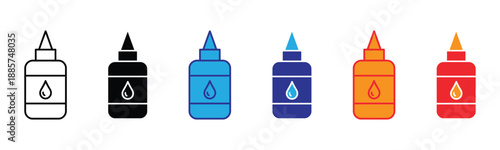 Vector illustration icon colorful vector illustration of six paint bottles in different colors