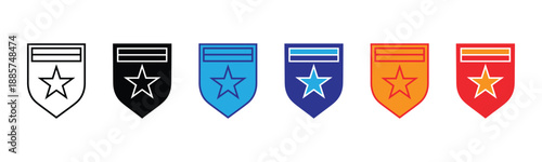 Vector illustration icon collection of colorful star rating icons in various styles and