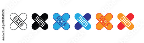 Vector illustration icon a set of colorful x shapes in various colors and patterns