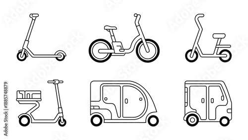 Urban Mobility Selection: A collection of various electric vehicles that offer green and convenient transportation options for urban commuters.