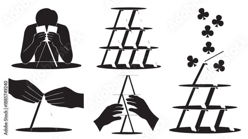 Black Silhouette Card Tricks Magic Hands