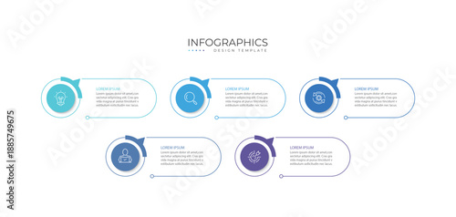 Business infographic template. 5 Step timeline journey. Process diagram, 5 options, Infographic elements vector illustration.