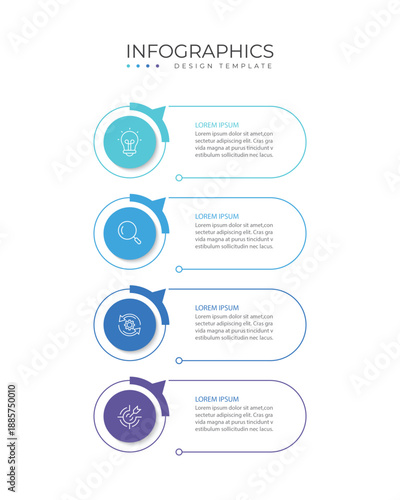 Business infographic template. 4 Step timeline journey. Process diagram, 5 options, Infographic elements vector illustration.
