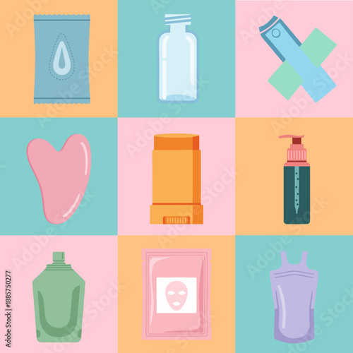 set illustration vector graphic of various kinds of skincare